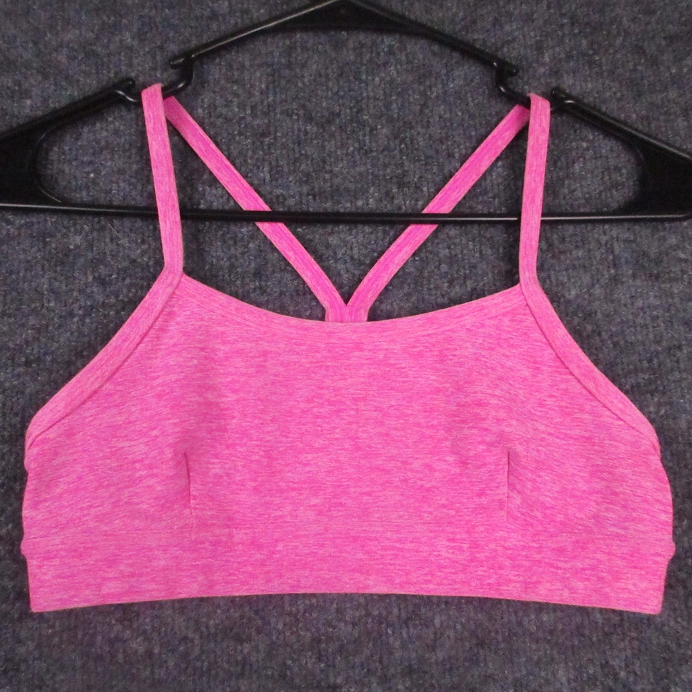 Alo Sports Bra Womens XS Pink Spaghetti Strap Crossback Pullover Yoga Stretch